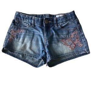 Gap Kids denim Jean shorts | girls 10 | embroidered butterfly | casual summer